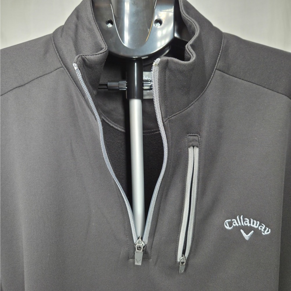 Callaway Mens Large Charcoal Grey Quarter Zip Fleece Lined Pullover Jacket